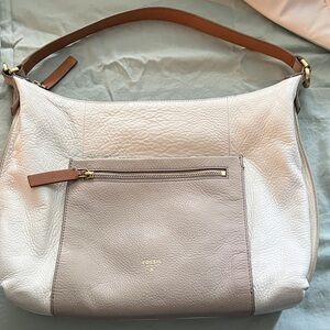 Fossil Women's leather Cream and Brown Hobo Bag